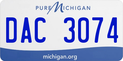 MI license plate DAC3074