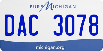 MI license plate DAC3078