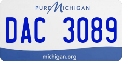 MI license plate DAC3089