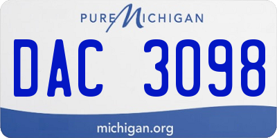 MI license plate DAC3098