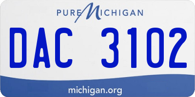 MI license plate DAC3102