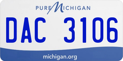 MI license plate DAC3106