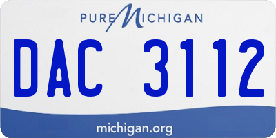 MI license plate DAC3112