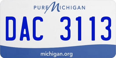MI license plate DAC3113
