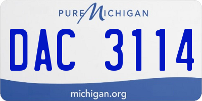MI license plate DAC3114