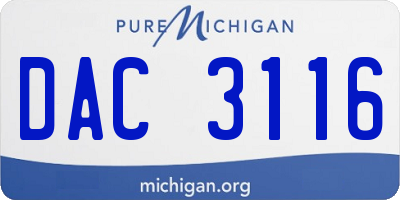 MI license plate DAC3116