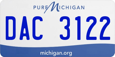 MI license plate DAC3122
