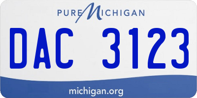 MI license plate DAC3123