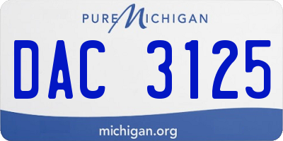 MI license plate DAC3125