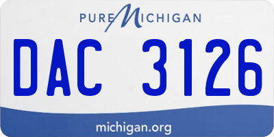 MI license plate DAC3126