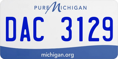 MI license plate DAC3129