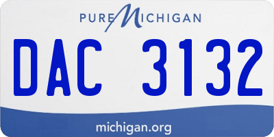 MI license plate DAC3132