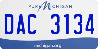 MI license plate DAC3134