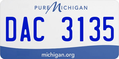 MI license plate DAC3135