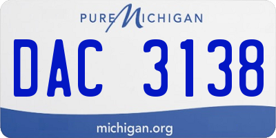 MI license plate DAC3138