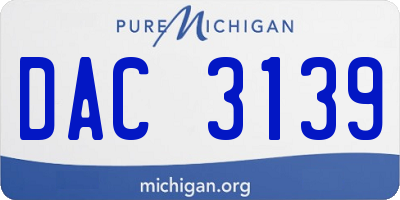 MI license plate DAC3139