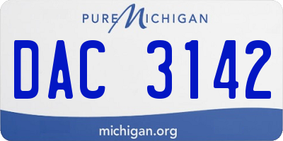 MI license plate DAC3142