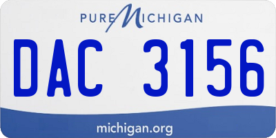 MI license plate DAC3156