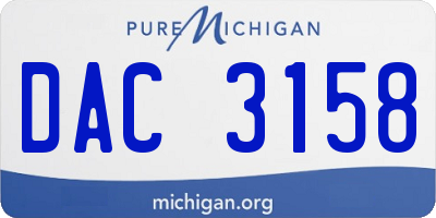 MI license plate DAC3158