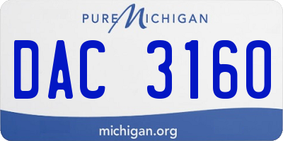 MI license plate DAC3160