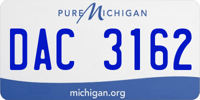 MI license plate DAC3162