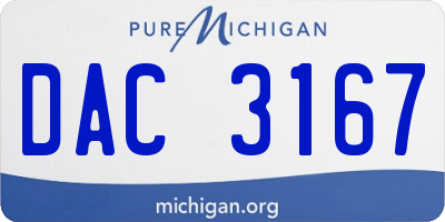 MI license plate DAC3167
