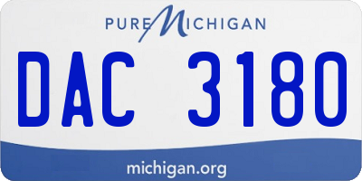 MI license plate DAC3180