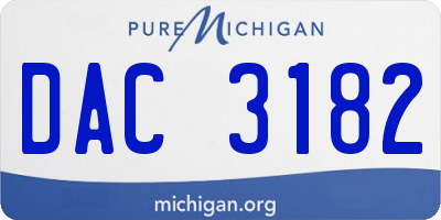 MI license plate DAC3182