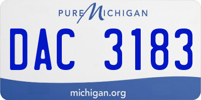 MI license plate DAC3183