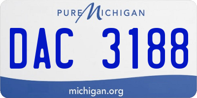 MI license plate DAC3188