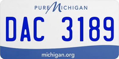 MI license plate DAC3189