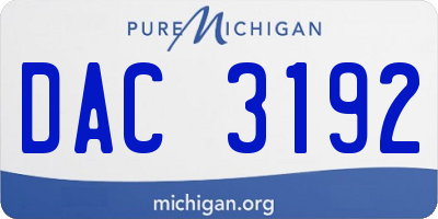 MI license plate DAC3192