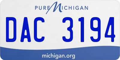 MI license plate DAC3194