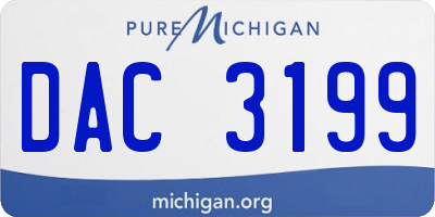 MI license plate DAC3199