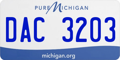 MI license plate DAC3203