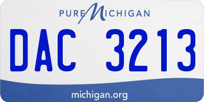 MI license plate DAC3213