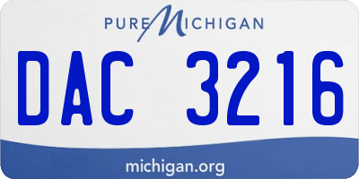 MI license plate DAC3216