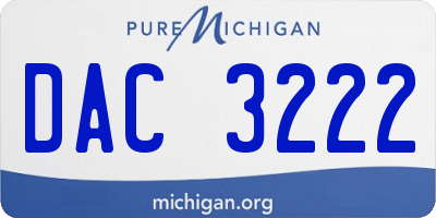 MI license plate DAC3222