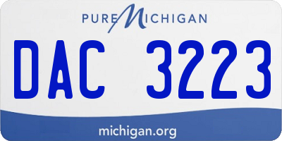MI license plate DAC3223
