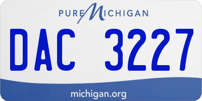 MI license plate DAC3227