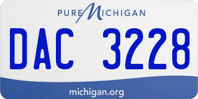 MI license plate DAC3228