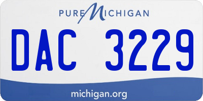 MI license plate DAC3229