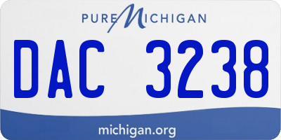 MI license plate DAC3238