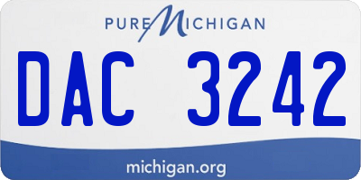 MI license plate DAC3242