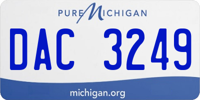 MI license plate DAC3249