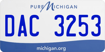 MI license plate DAC3253