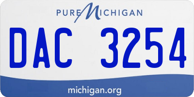 MI license plate DAC3254