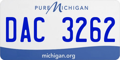 MI license plate DAC3262