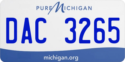 MI license plate DAC3265