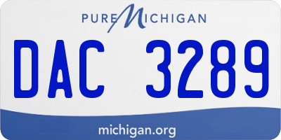 MI license plate DAC3289